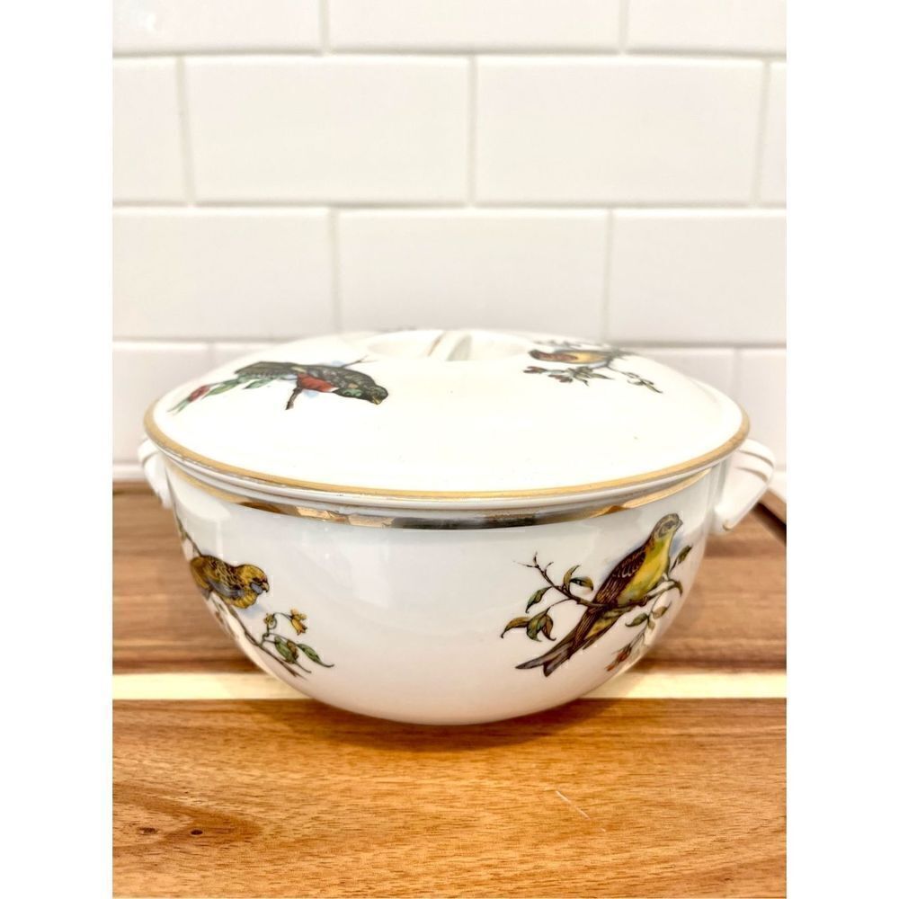 Rare Vintage Pillivuyt France Covered Tureen | Exotic Birds Porcelain